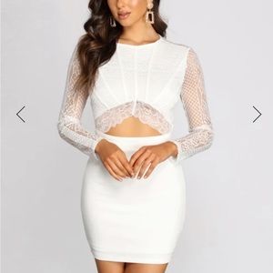 White lace mini dress
